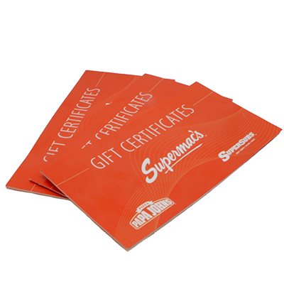 gift certificate booklet